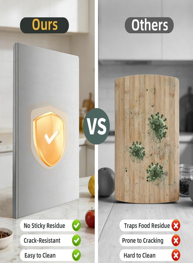 WILLKOMMEN Stainless Steel Cutting Board for Kitchen, Metal Cutting Board with Counter Lip Dishwasher Safe Chopping Board for Meat, Fish, Vegetables, Fruits, Bread, Pastry (40 x 30cm/ 16 x 12 in) - Image 4