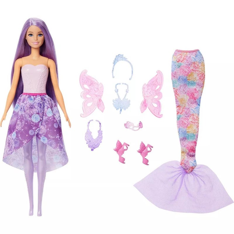 Barbie Fantasy Fashion Pack with Mermaid Tail, Fairy Wings, & Necklaces - Image 2