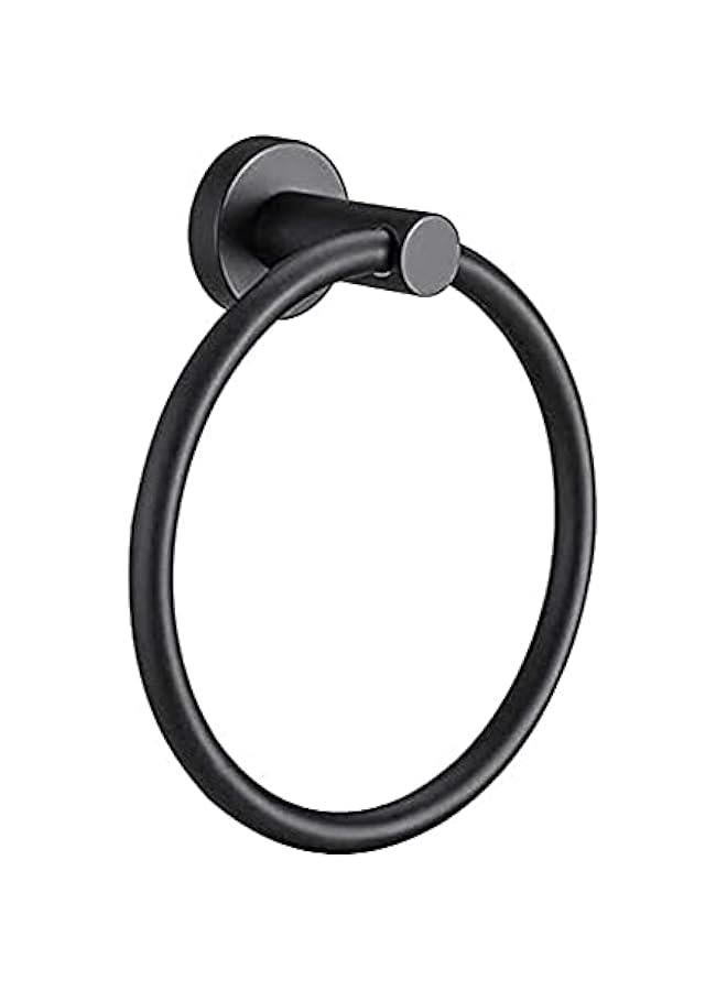 Stainless Steel Black Towel Ring for Bathroom, Kitchen Hand Towel Holder Ring Hanger Circle Round Towel Rack Wall Mount Matt Black - Image 1
