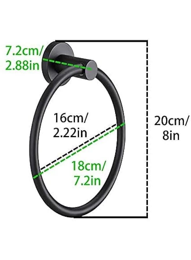Stainless Steel Black Towel Ring for Bathroom, Kitchen Hand Towel Holder Ring Hanger Circle Round Towel Rack Wall Mount Matt Black - Image 2