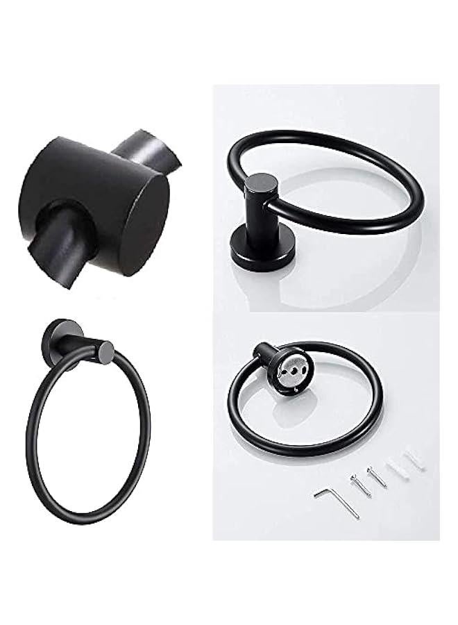 Stainless Steel Black Towel Ring for Bathroom, Kitchen Hand Towel Holder Ring Hanger Circle Round Towel Rack Wall Mount Matt Black - Image 3