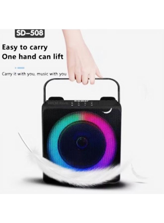 SDRD Portable Bluetooth Speaker Dual Wireless Microphone Live TV FM Radio TF Card USB Subwoofer Music Center Audio Sd508 - Image 4