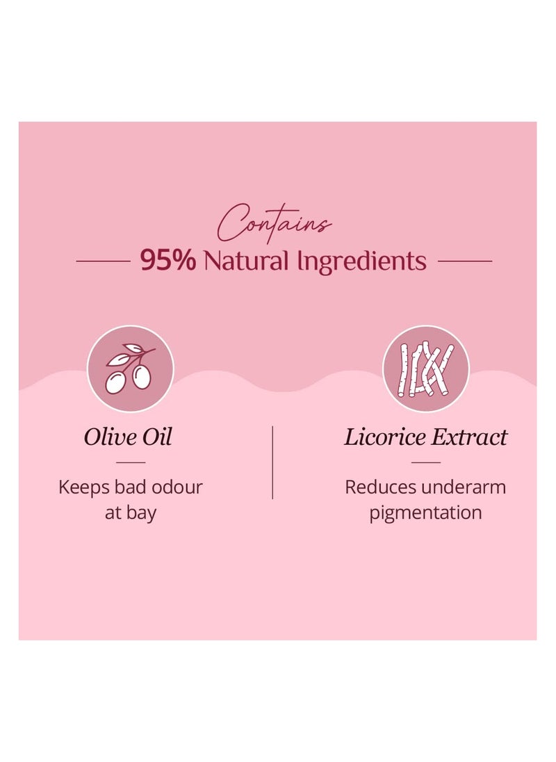 CARMESI - Carmesi Natural Deodorant Roll-on for Women | 95% Natural + 5% Essential Ingredients | For Fresh Underarms All Day | No Aluminium | No Triclosan | Floral Sunset | 50 ml - Image 1