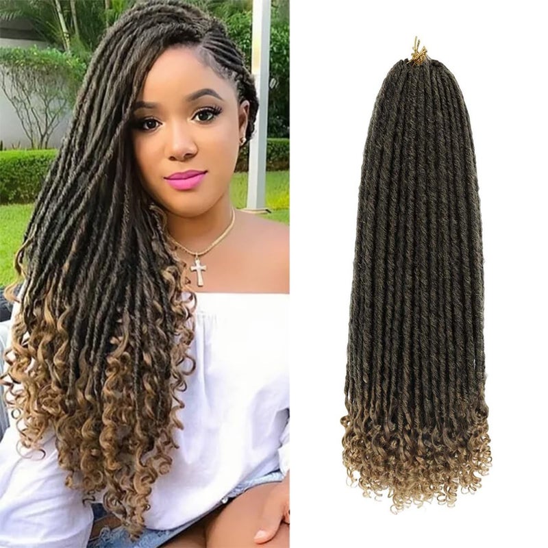 MODERN QUEEN 6 Packs Goddess Locs Crochet Hair 24 Inch Straight Faux Locs Crochet Braids PreLooped Curly Soft Synthetic Ombre Braiding Hair Extensions for Black Women24 Inch 6 Packs 1B27