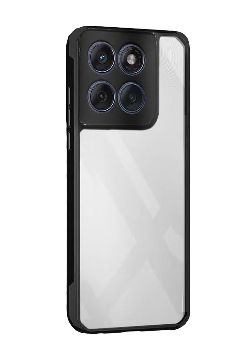 Wtech Motorola Edge 60 Stylus 5G 2025 Hybrid TPU Silicone with Raised Armour Bumpers Slim Case Cover (MCAPSA) - Clear/Black