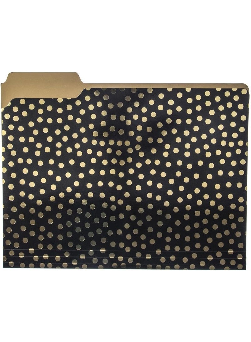 Graphique Graphique Designer Black, White, and Gold Polka Dots File Folders | Set of 9 (3 Designs) | Letter Size Organizers | Decorative Office Supplies | Durable Coated Cardstock | 1/3-Cut Tabs - Image 2
