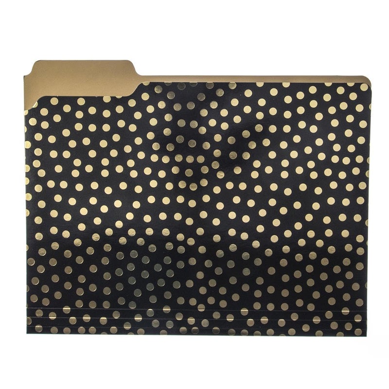 Graphique Designer Black, White, and Gold Polka Dots File Folders | Set of 9 (3 Designs) | Letter Size Organizers | Decorative Office Supplies | Durable Coated Cardstock | 1/3-Cut Tabs - Image 2