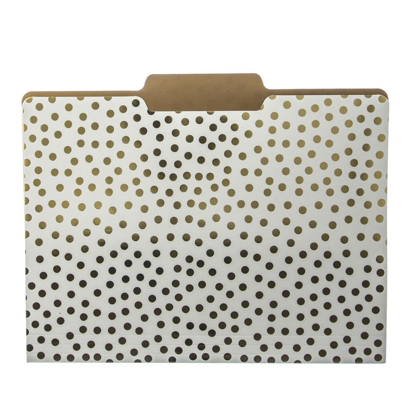 Graphique Designer Black, White, and Gold Polka Dots File Folders | Set of 9 (3 Designs) | Letter Size Organizers | Decorative Office Supplies | Durable Coated Cardstock | 1/3-Cut Tabs - Image 3