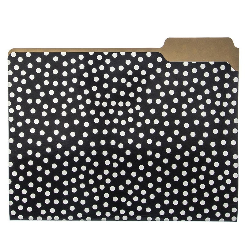 Graphique Designer Black, White, and Gold Polka Dots File Folders | Set of 9 (3 Designs) | Letter Size Organizers | Decorative Office Supplies | Durable Coated Cardstock | 1/3-Cut Tabs - Image 4