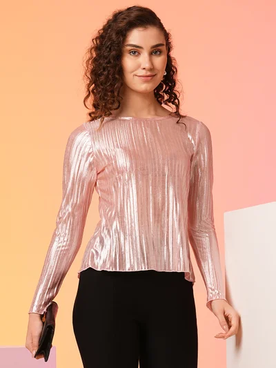 globus Women Pink Styled Back Sheen Top