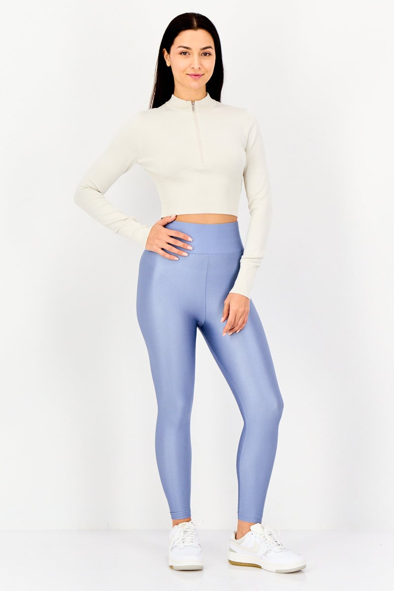 Nike Women Slim Fit Long Sleeve Outdoor Ribbed Top, Cream - Image 2