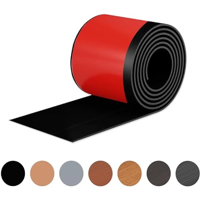 BLACK WALL MOLDING TRIM 3 INCH X 60 FEET, WALL BASE BASEBOARD MOLDING TRIM FLEXIBLE SELF ADHESIVE RUBBER WALL BASE MOULDING TRIM PEEL AND STICK DESIGN HOME DECORATION SKIRTING LINE - Image 1