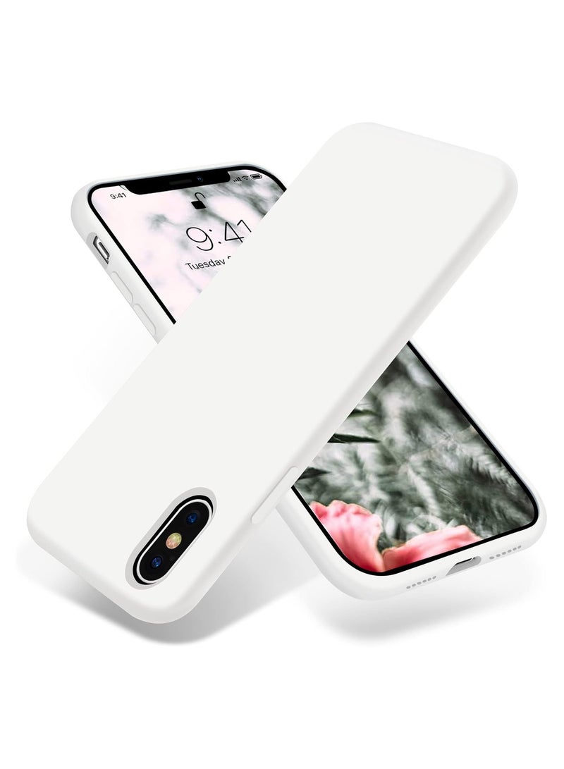 Compatible with iPhone X/Xs Case 5.8 Inch Slim Liquid Silicone 4 Layers Soft Gel Rubber Shockproof Protective Phone Case with Anti Scratch Microfiber Lining (White) - Image 1
