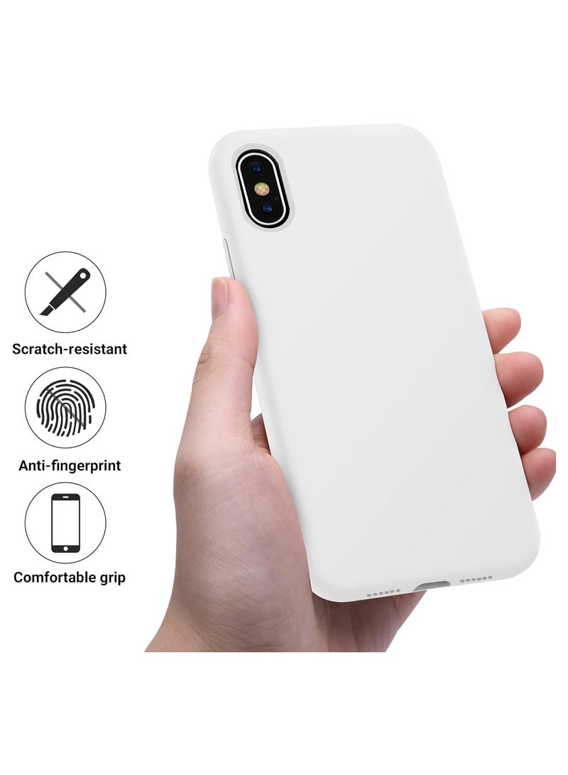 Compatible with iPhone X/Xs Case 5.8 Inch Slim Liquid Silicone 4 Layers Soft Gel Rubber Shockproof Protective Phone Case with Anti Scratch Microfiber Lining (White) - Image 3