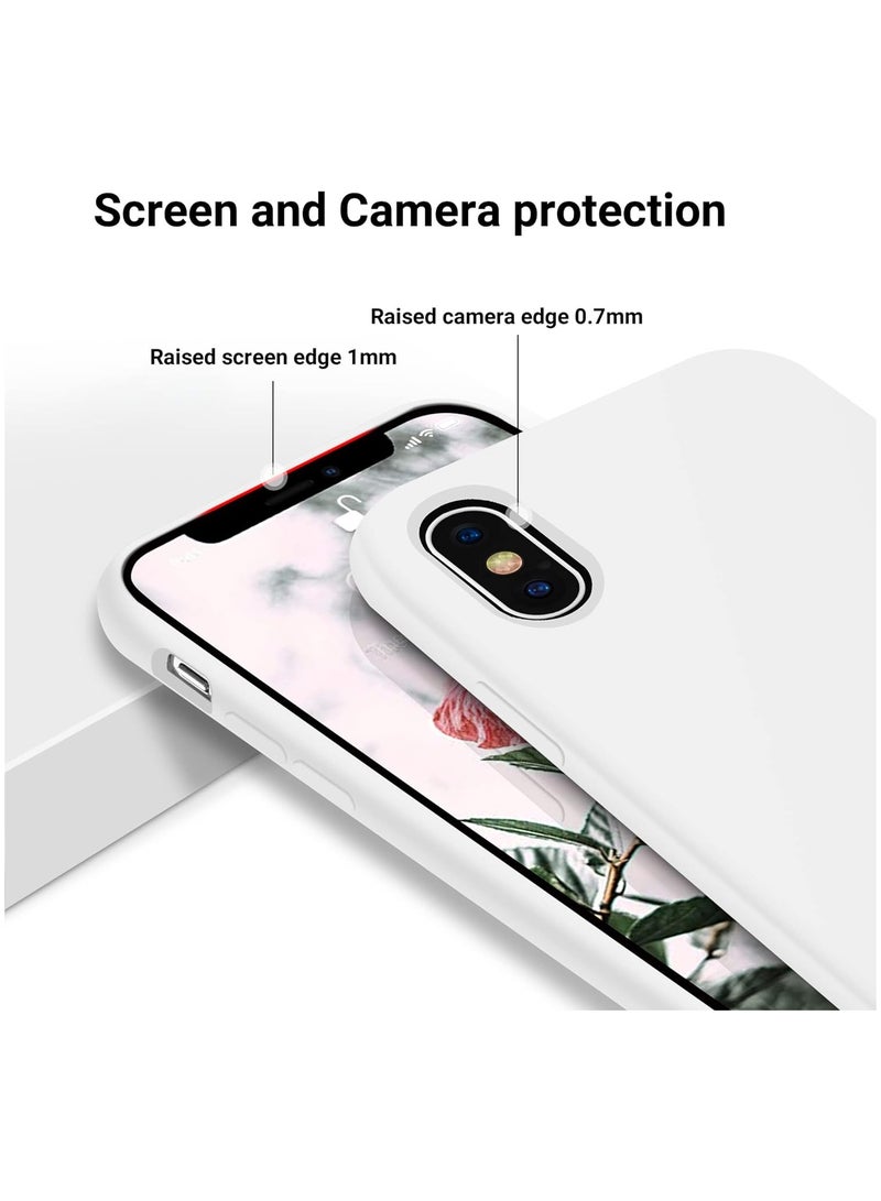 Compatible with iPhone X/Xs Case 5.8 Inch Slim Liquid Silicone 4 Layers Soft Gel Rubber Shockproof Protective Phone Case with Anti Scratch Microfiber Lining (White) - Image 2