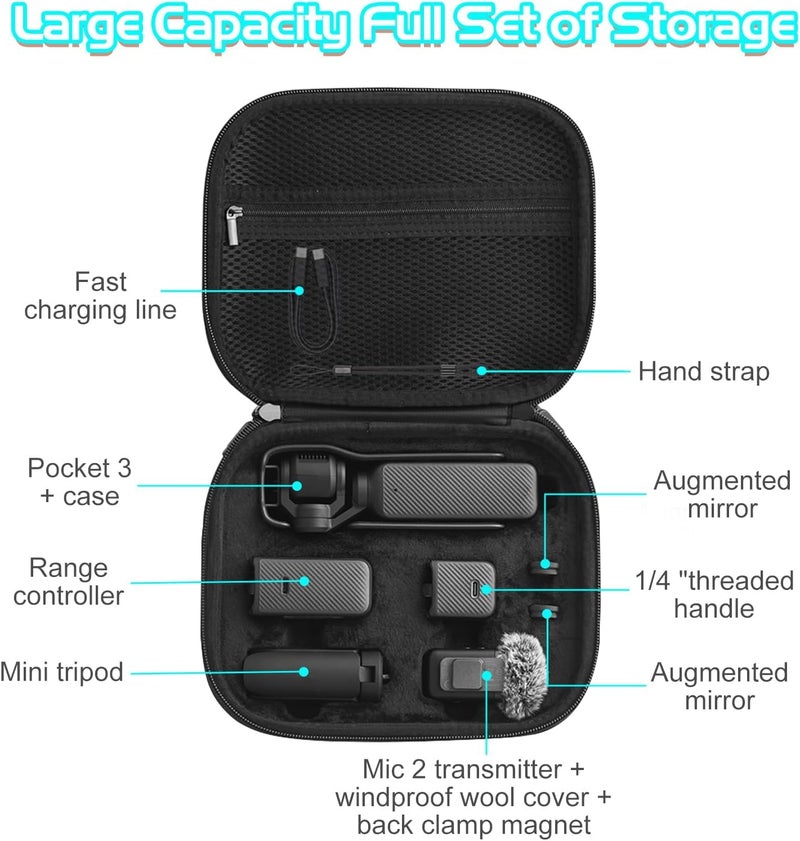 Careflection Carrying Case for DJI Osmo Pocket 3, Portable PU Storage Protective Bag Travel Box for DJI Osmo Pocket 3 Creator Combo Accessories - Image 2