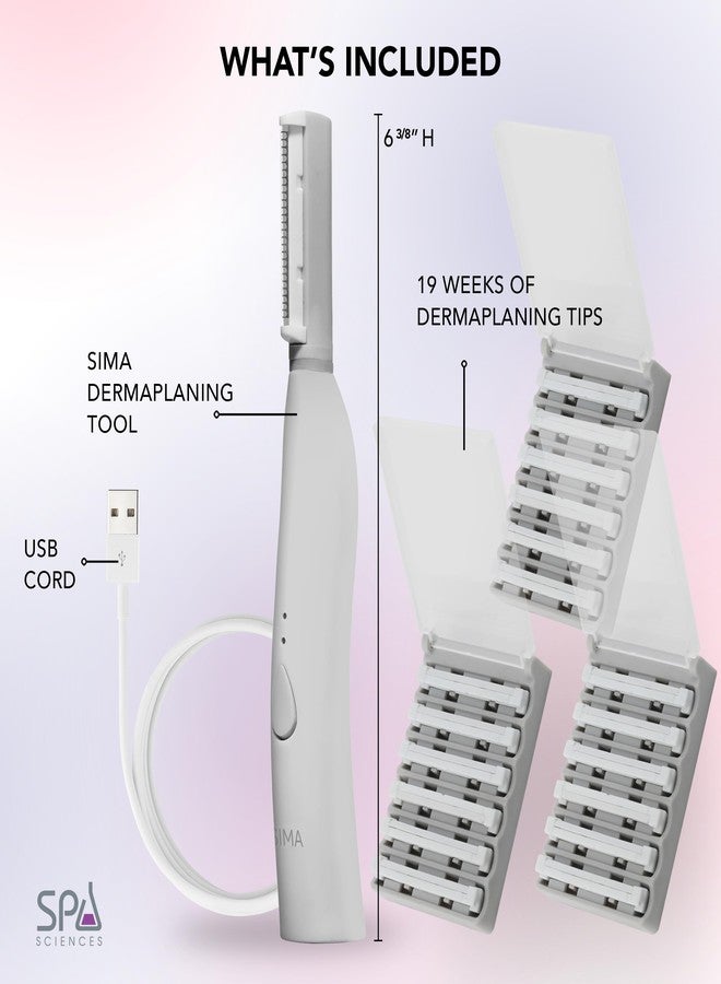 SPA SCIENCES - SIMA Patented Dermaplane Razor for Women Face - Painless 2-in-1 Facial Exfoliation & Peach Fuzz Hair Removal - Anti-Aging - 3 Speeds - Rechargeable - 19 Weeks Treatment - Image 5