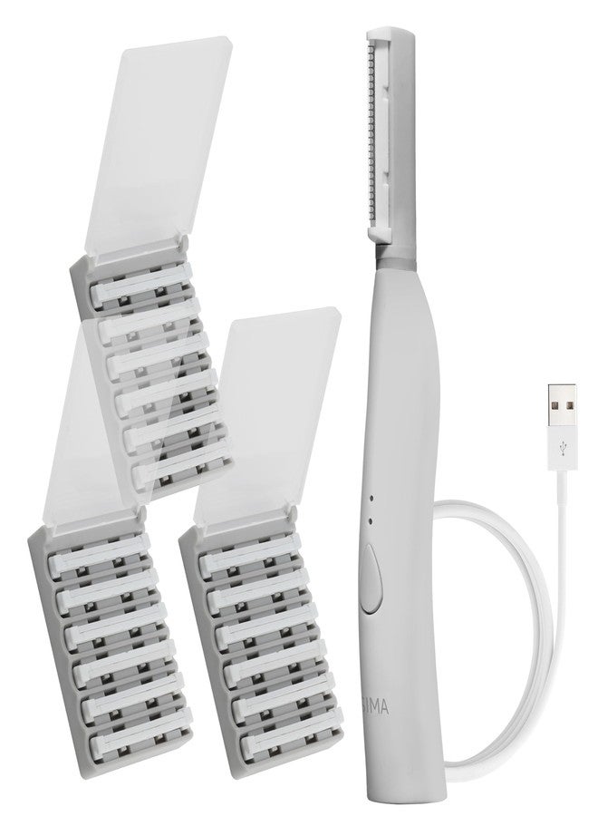 SPA SCIENCES - SIMA Patented Dermaplane Razor for Women Face - Painless 2-in-1 Facial Exfoliation & Peach Fuzz Hair Removal - Anti-Aging - 3 Speeds - Rechargeable - 19 Weeks Treatment - Image 1