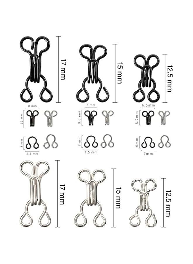 Generic 50 Set Sewing Hooks and Eyes Closure for Bra and Clothing, 3 Sizes (Silver and Black) - Image 2