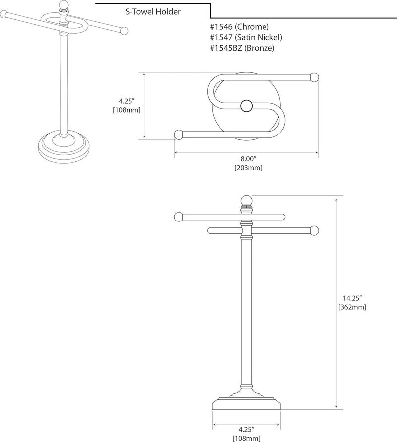 gatco Gatco 1547 Counter Top S Style Towel Holder Satin Nickel - Image 4