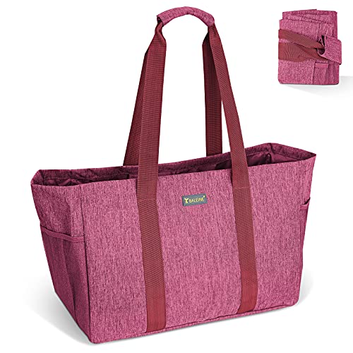 Baleine BALEINE Soft 9 Gallon Extra Large Utility Tote Foldable Reusable Storage Bag Berry Pink