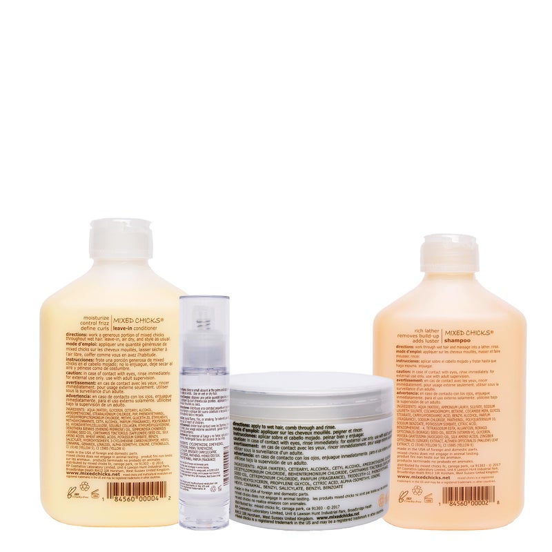 Mixed Chicks Quad Pack - Shampoo 10 fl. oz., Deep Conditioner, 8.0 fl. oz., Leave-In Conditioner, 10 fl. oz., Hair Silk, 1.7 fl. oz - Image 3
