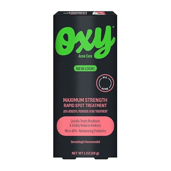 Oxy Rapid Acne Spot Treatment For Face & Body, Maximum Strength 10% Benzoyl Peroxide Acne Blemish Cream Medication for Acne and Blackheads, Prebiotic Pimple Cream for Acne Prone Skin Care, 1 oz - Image 1