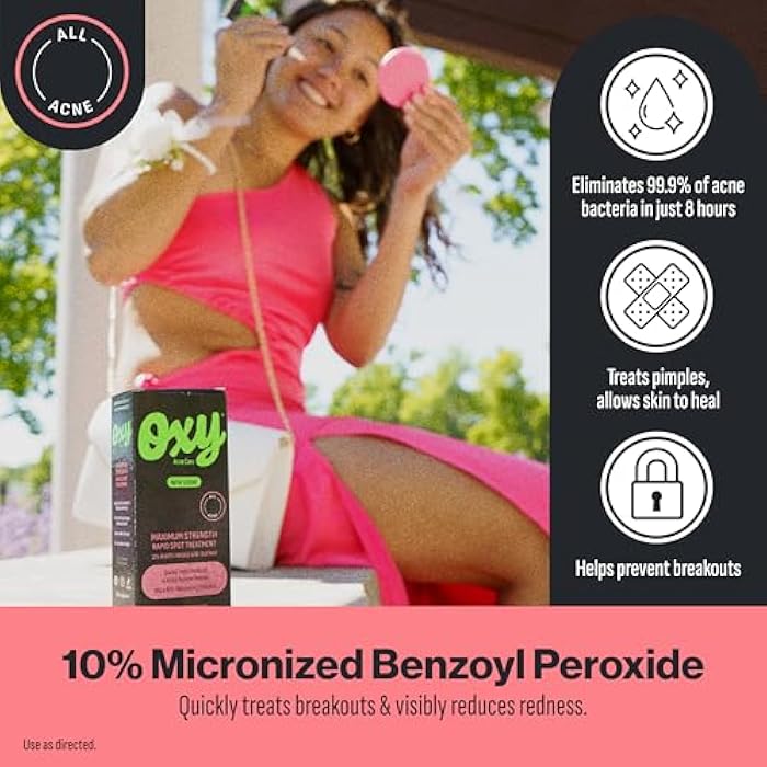 Oxy Rapid Acne Spot Treatment For Face & Body, Maximum Strength 10% Benzoyl Peroxide Acne Blemish Cream Medication for Acne and Blackheads, Prebiotic Pimple Cream for Acne Prone Skin Care, 1 oz - Image 3