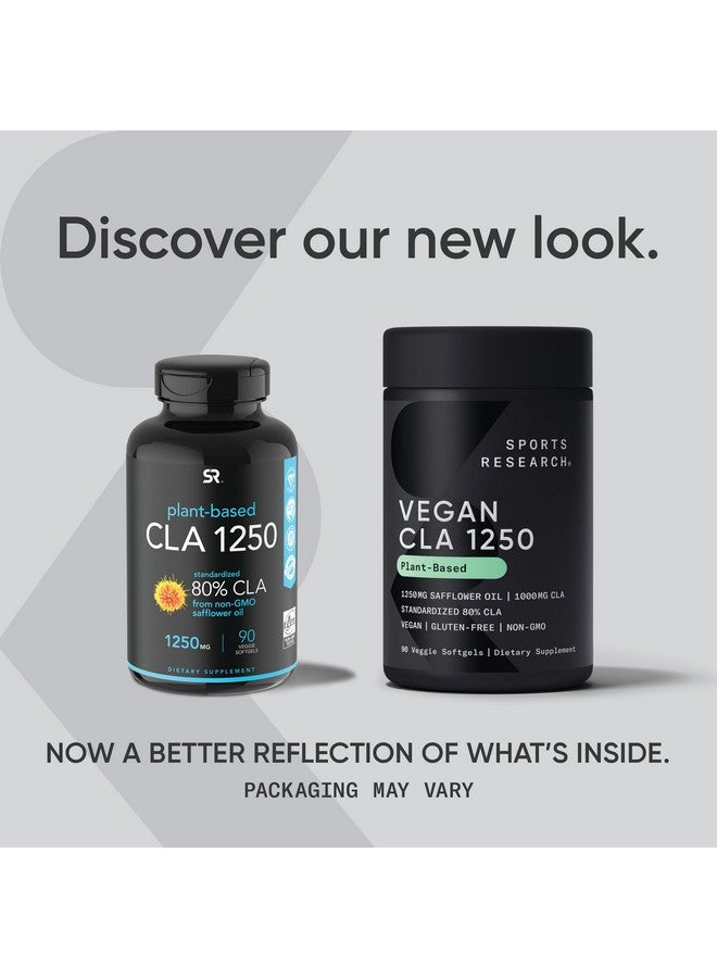 Vegan Cla 1250 90 Veggie Softgels; Nonstimulating Conjugated Linoleic Acid (Cla); Gluten Free Nongmo Verified