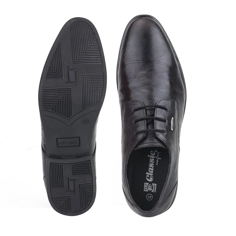 Red Chief حذاء رسمي رجالي مريح من الجلد الطبيعي | أسود