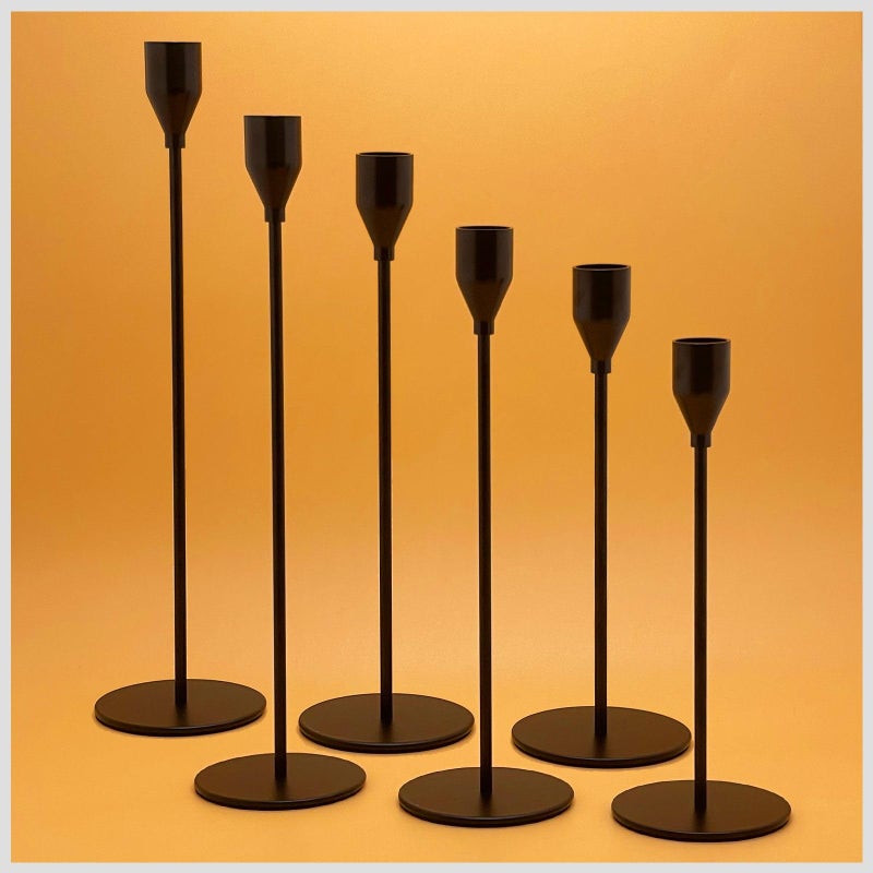 Looscentt 6Pcs Matte Black Candlestick Holders Set Fit 34 Tall Taper Candle Home Decorative Table Centerpieces for Family Dinning Party Decoration