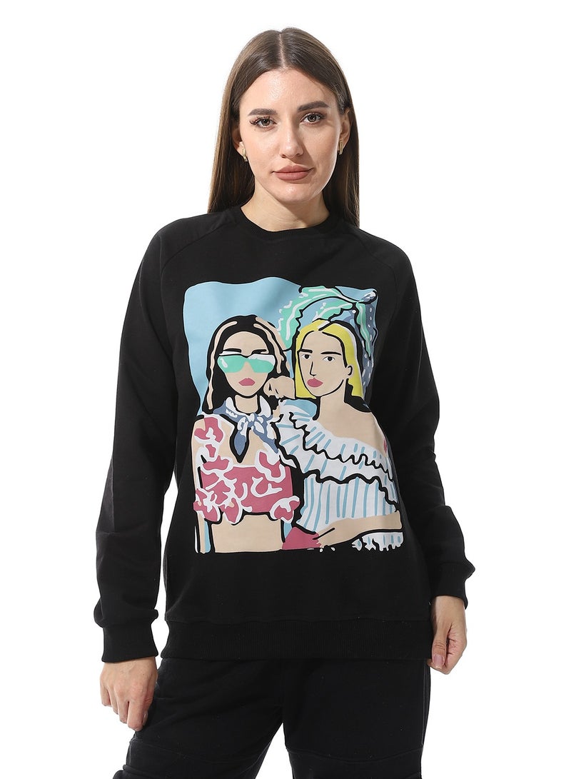 Andora Round Neck Printed Sweatshirt - Image 1