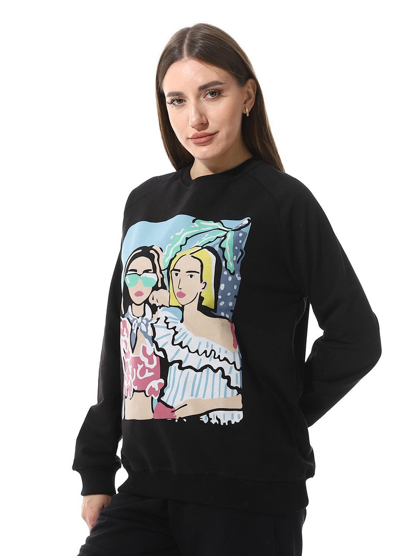 Andora Round Neck Printed Sweatshirt - Image 2