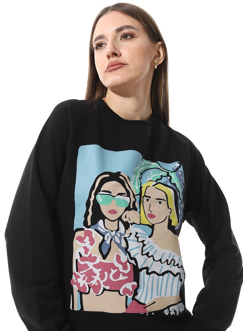 Andora Round Neck Printed Sweatshirt - Image 4