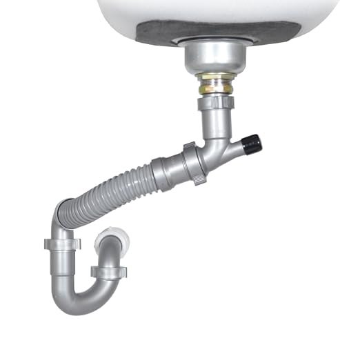 Coflex Snappy Trap Single Kitchen Sink Drain Kit, 1-1/2" with Flexible P-Trap, All-in-One Drain Kit for Single Bowl Kitchen Sinks, Universal Compatibility, No-Tool Easy Installation (DK-100 Silver) - Image 1