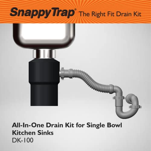 Coflex Snappy Trap Single Kitchen Sink Drain Kit, 1-1/2" with Flexible P-Trap, All-in-One Drain Kit for Single Bowl Kitchen Sinks, Universal Compatibility, No-Tool Easy Installation (DK-100 Silver) - Image 3