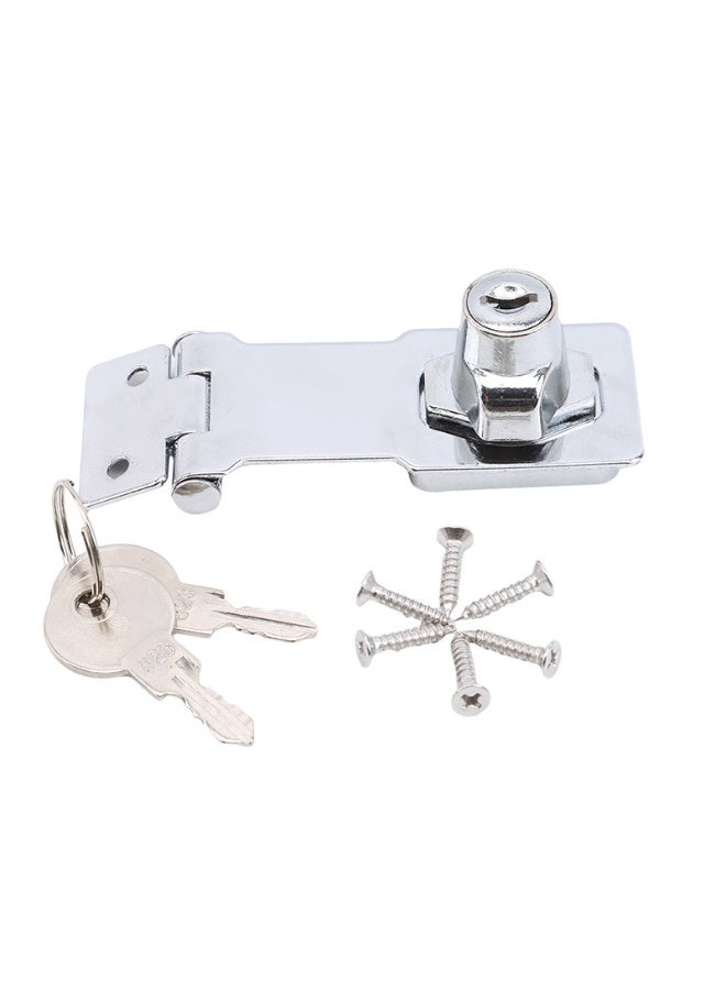 Keyed Hasp Locks, Cabinet Locks with Keys and Screws, Silver, 3 Inches - Image 3