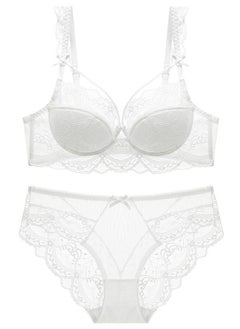 Comfy Solid Color Thin Cup Lace Bra And Panty Set White
