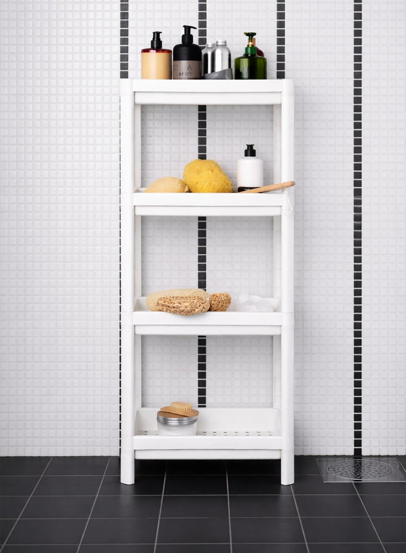 دي بلو 4 طبقات Vesken دش العلبة أرفف زاوية طبقة وحدة أرفف رف بلاستيكي للمطبخ بقالة مكتب مخزن تخزين مكتبة غرفة الدراسة غرفة نوم أو مرحاض تخزين عناصر مخزون - Image 1