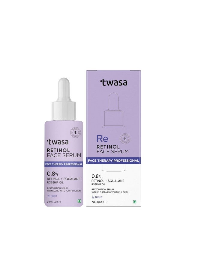 Twasa 0.8% Retinol Serum For Face Anti Aging With Bakuchiol | Retinol Night Serum For Beginners | Reduce Fine Lines & Wrinkles, Boost Collagen | Men & Women | All Skin Types (30 ml) - Image 1