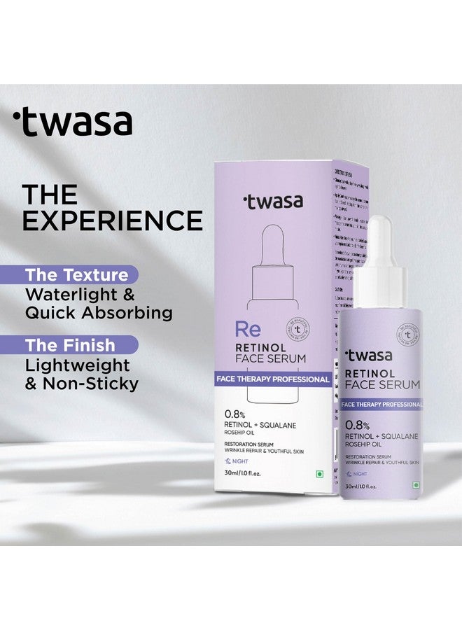 Twasa 0.8% Retinol Serum For Face Anti Aging With Bakuchiol | Retinol Night Serum For Beginners | Reduce Fine Lines & Wrinkles, Boost Collagen | Men & Women | All Skin Types (30 ml) - Image 2