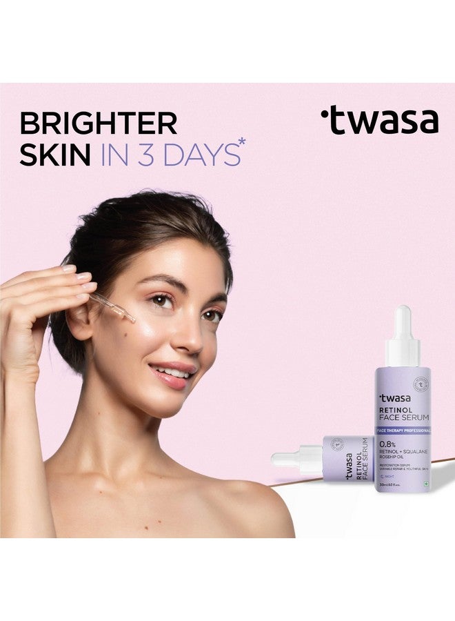 Twasa 0.8% Retinol Serum For Face Anti Aging With Bakuchiol | Retinol Night Serum For Beginners | Reduce Fine Lines & Wrinkles, Boost Collagen | Men & Women | All Skin Types (30 ml) - Image 3