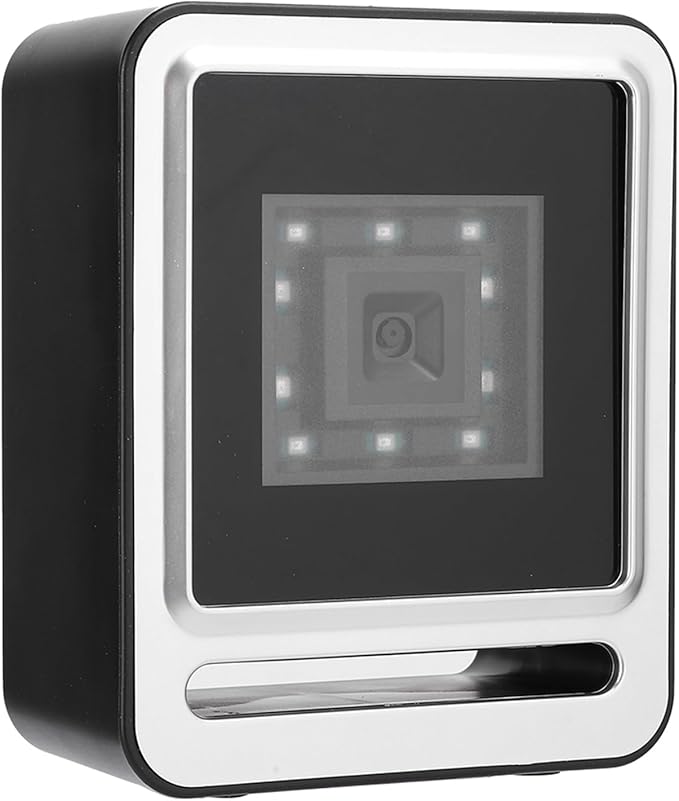 Silver Fixed Mount Barcode Scanner 2D QR Code Reader USB Interface 2200 Scans Per Second Hands Free for Retail Office - Image 1