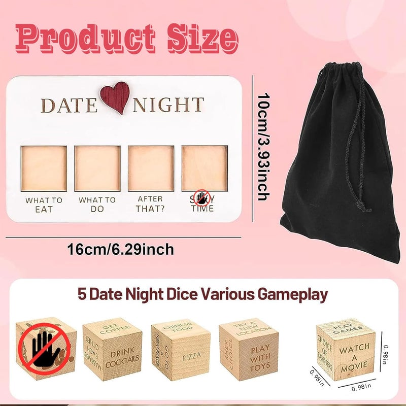 FOWSEEK Date Night Dice Funny Date Night Idea Dice for Couples Portable Wooden Dice Kit for Wife Husband Girlfriend Boyfriend Couples Games Valentines Day Wedding Anniversaries Birthdays Gifts - Image 5