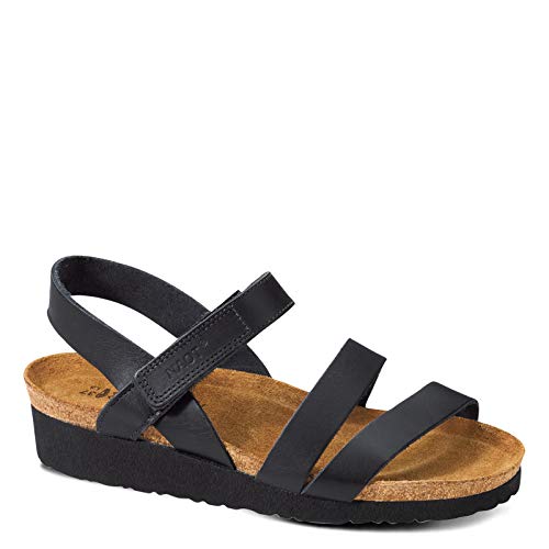 NAOT Kayla Women's Sandals – 3-Strap Support with Backstrap, Cork-Latex Footbed, Arch Support – Comfortable for All-Day Walking Black Matte Leather 9-9.5 N-M US - Image 1