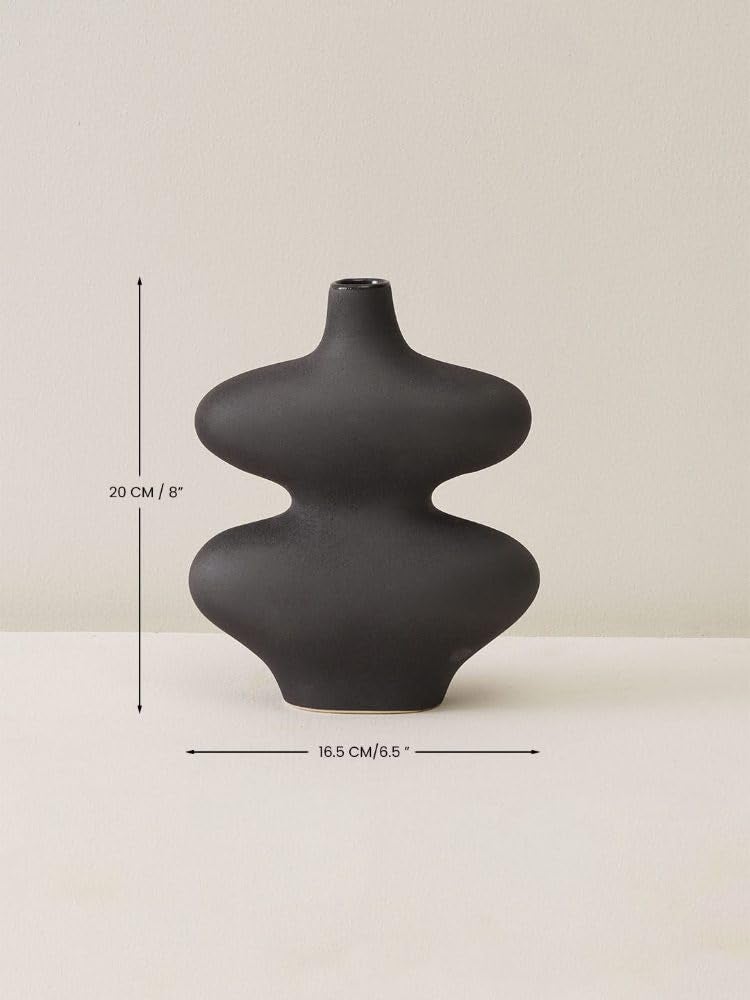 PUREZENTO Moonlight Vase Black and White Set of 3 Matte Finish Ceramic Designer Flower Vase for Home Decor Centre Table Room Side Corner - Image 4