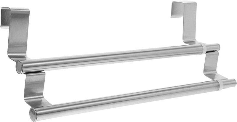 LALAFINA Double Towel Bar Rack Stainless Steel Adjustable Over Cabinet Towel Holder Bathroom Kitchen Door Mounted Bathroom Accessories - Image 1