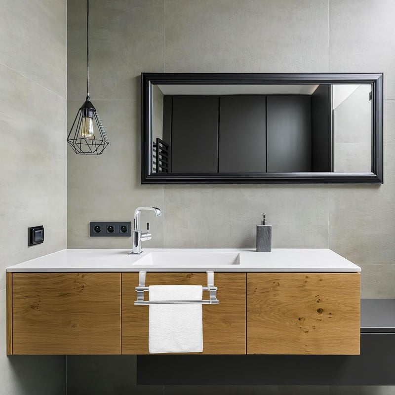LALAFINA Double Towel Bar Rack Stainless Steel Adjustable Over Cabinet Towel Holder Bathroom Kitchen Door Mounted Bathroom Accessories - Image 4