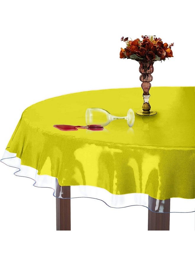 XFasten Round Plastic Table Cloth Cover 90 Inches 0.3mm Thick Waterproof Clear Plastic Tablecloth Protector, Non-Yellowing Plastic Table Cloths for Round Tables and Dining Room - Image 1