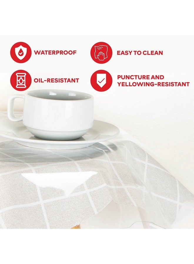 XFasten Round Plastic Table Cloth Cover 90 Inches 0.3mm Thick Waterproof Clear Plastic Tablecloth Protector, Non-Yellowing Plastic Table Cloths for Round Tables and Dining Room - Image 4